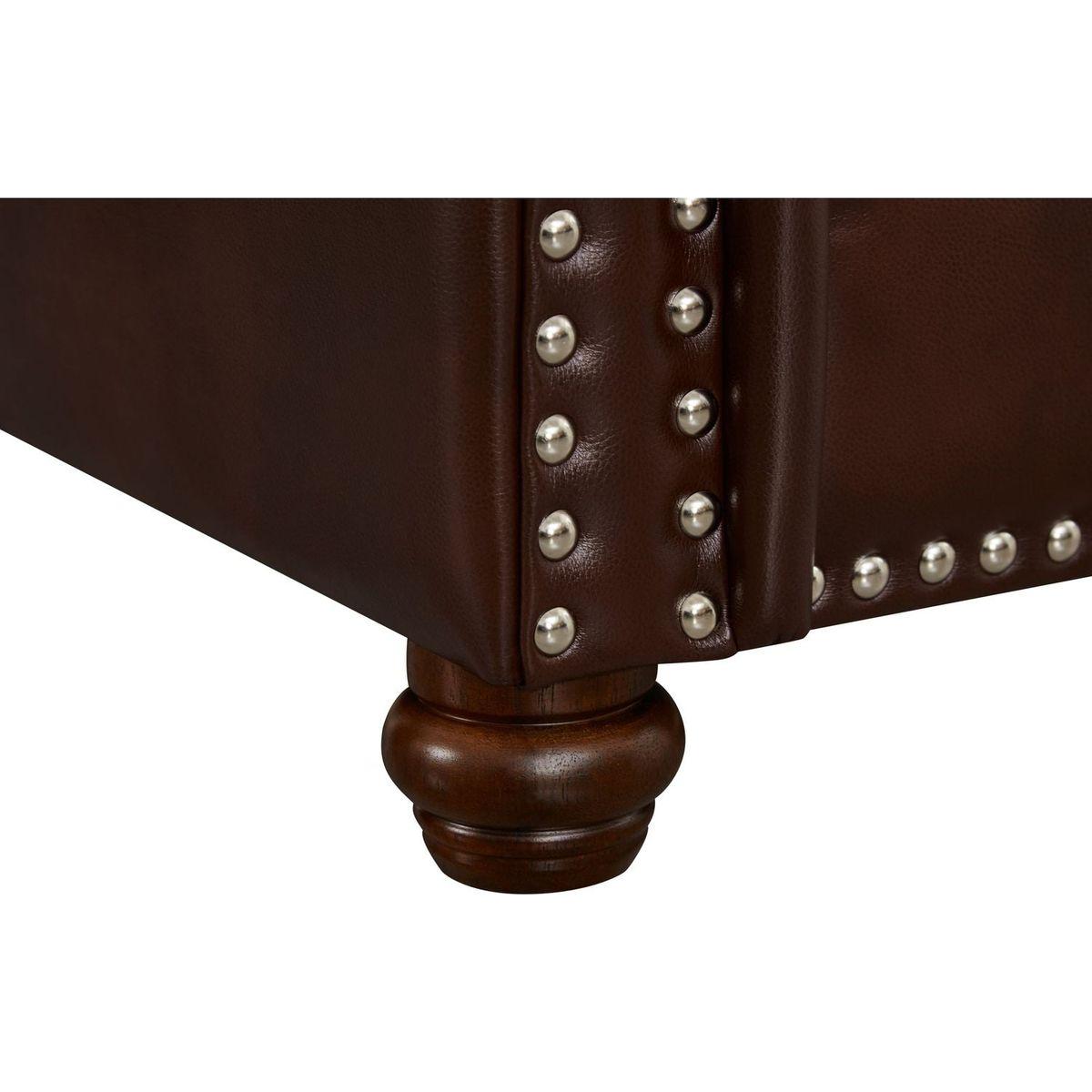 Classic Living Room Nails Sofa Burgundy Faux Leather