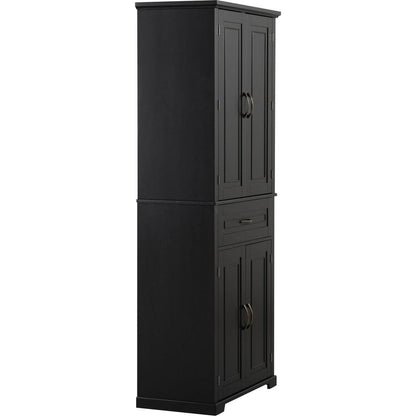 Bathroom Storage Cabinet with Doors and Drawer, Multiple Storage Space, Adjustable Shelf, Black
