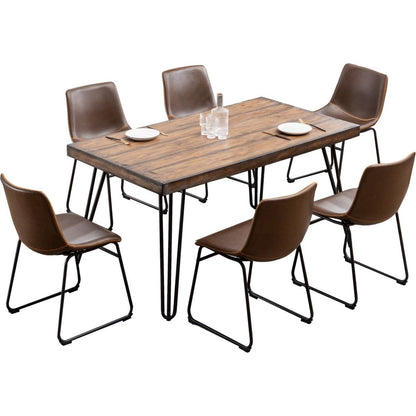 Aryven Industrial 7-Piece Dining Set, Antique Brown