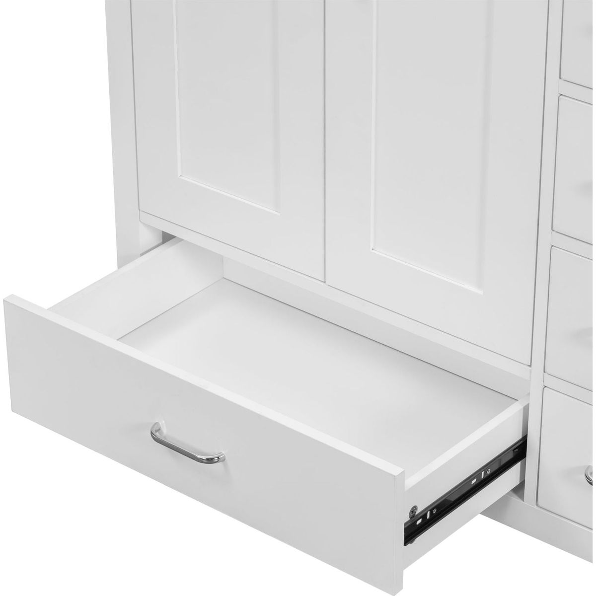 36" White Bathroom Vanity with Ceramic Sink Combo, Abundant Storage Cabinet -2 Soft-close doors and 5 drawers