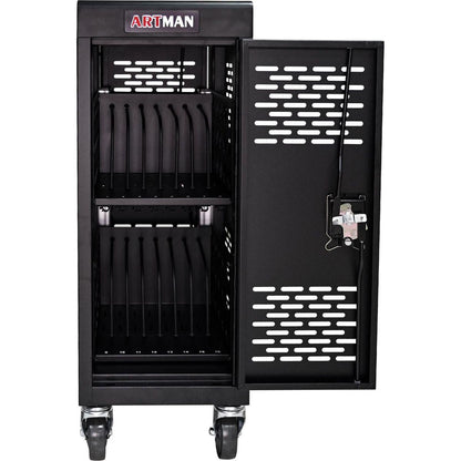 16-Compartment Removable Locking Charging Cabinet for Laptop, Chromebook-Black