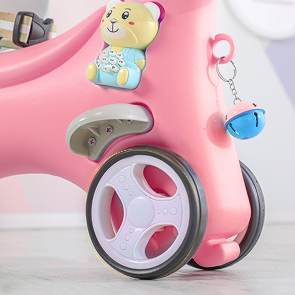 Rocking Horse for Toddlers, Balance Bike Ride On Toys with Push Handle, Backrest and Balance Board for Baby Girl and Boy, Unicorn Kids Riding Birthday (Pink)