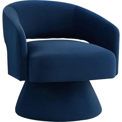 Modern Swivel Barrel Chair, Upholstered Velvet Round Accent Chairs,360 Degree Comfy Swivel Chair with Open Backrest, Single Chair Armchair for Living Room Bedroom, Homerest,Navy