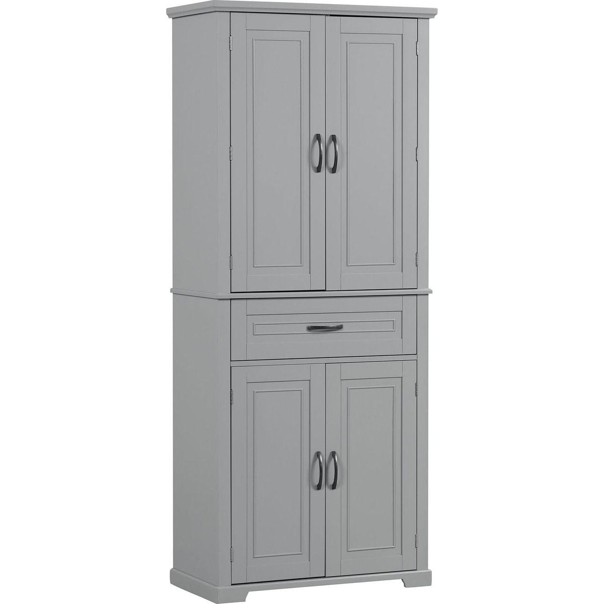 Bathroom Storage Cabinet with Doors and Drawer, Multiple Storage Space, Adjustable Shelf, Grey