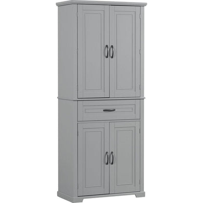 Bathroom Storage Cabinet with Doors and Drawer, Multiple Storage Space, Adjustable Shelf, Grey