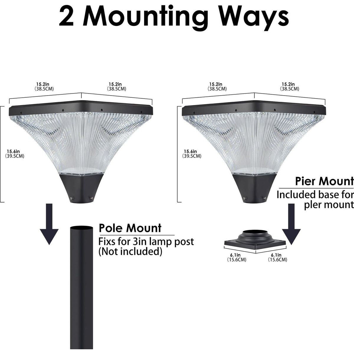 Solar Street Lamp Cap with Base 1 pack
