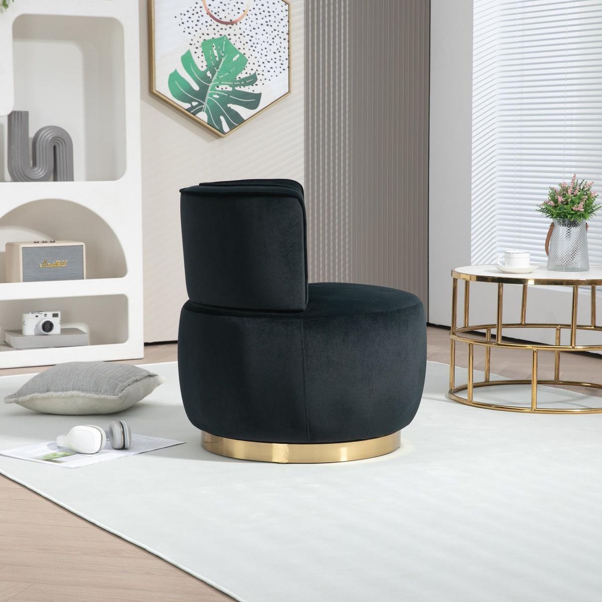 360 Degree Swivel Cuddle Barrel Accent Sofa Chairs, Round Armchairs with Wide Upholstered, Fluffy Velvet Fabric Chair for Living Room, Bedroom, Office, Waiting Rooms