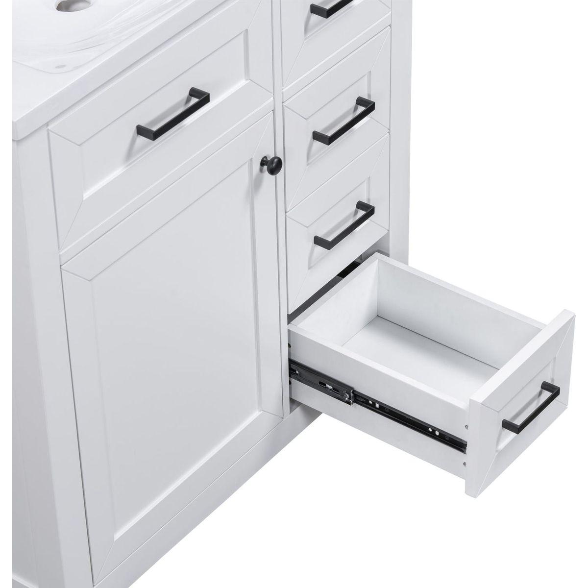 30" Bathroom Vanity with Sink Combo, White Bathroom Cabinet with Drawers, Solid Frame and MDF Board