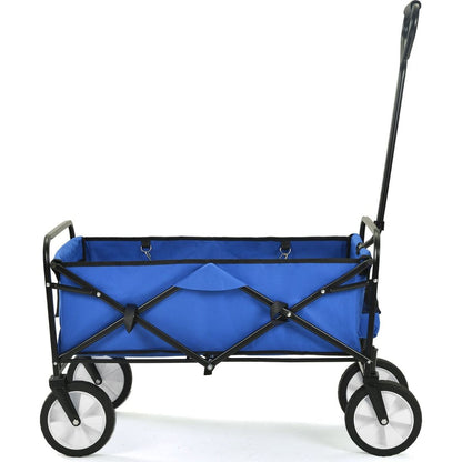 Folding Wagon Garden Shopping Beach Cart (Blue)
