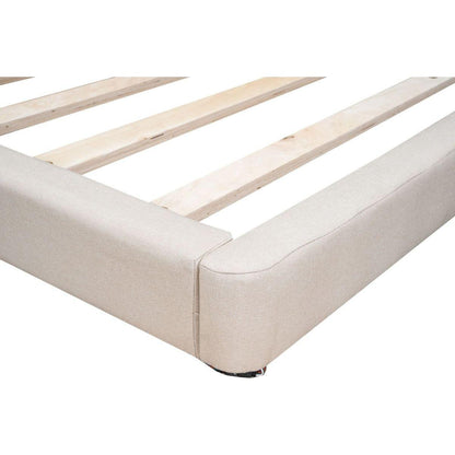 Full Size Upholstered Platform Bed with LED Lights,USB Ports and Outlets,Linen Fabric,Beige