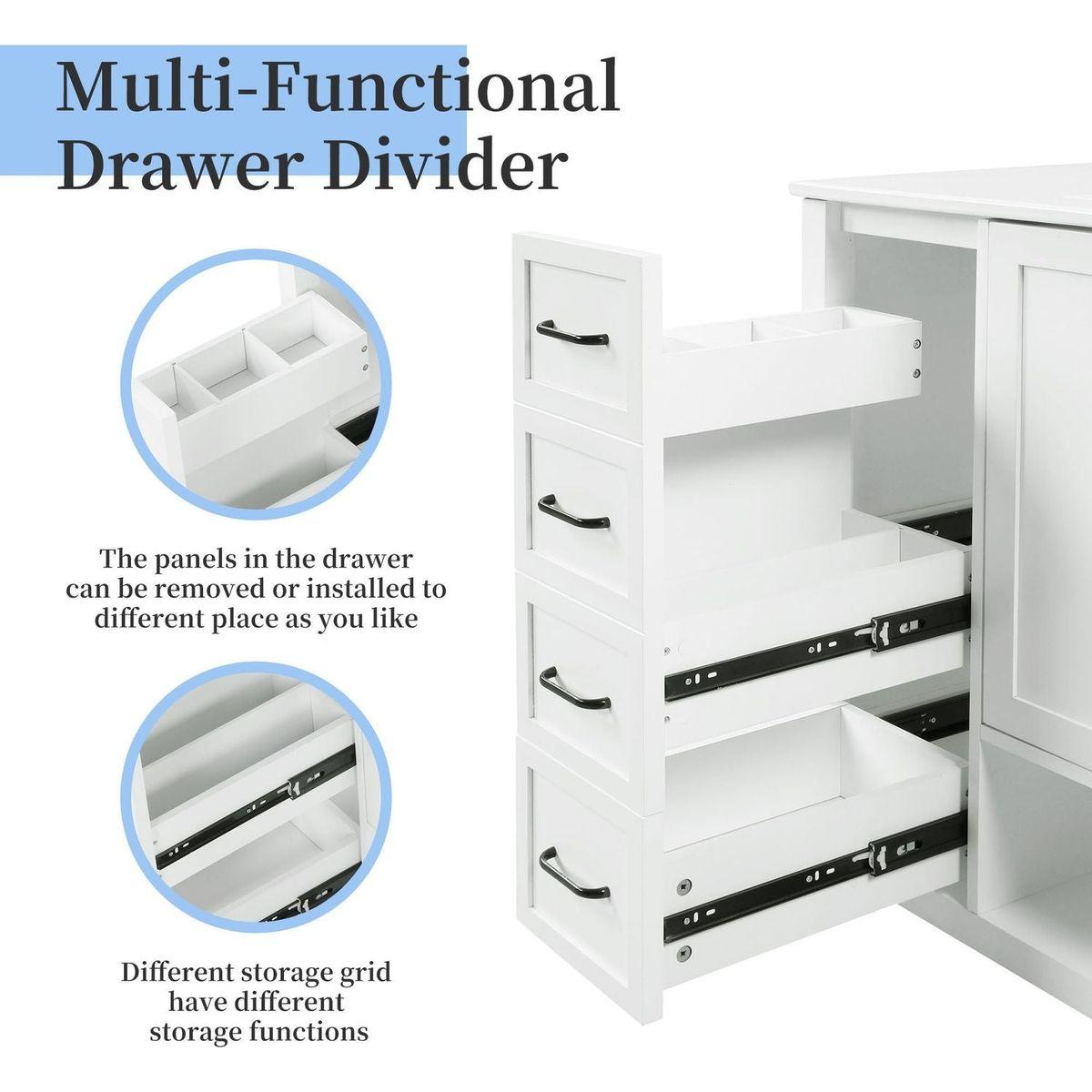 36" Bathroom Vanity with Sink Top, Bathroom Vanity Cabinet with Two Doors and Two Drawers, Solid Wood, Open shelf, MDF Boards, One Package, White