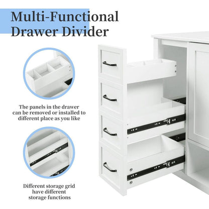 36" Bathroom Vanity with Sink Top, Bathroom Vanity Cabinet with Two Doors and Two Drawers, Solid Wood, Open shelf, MDF Boards, One Package, White