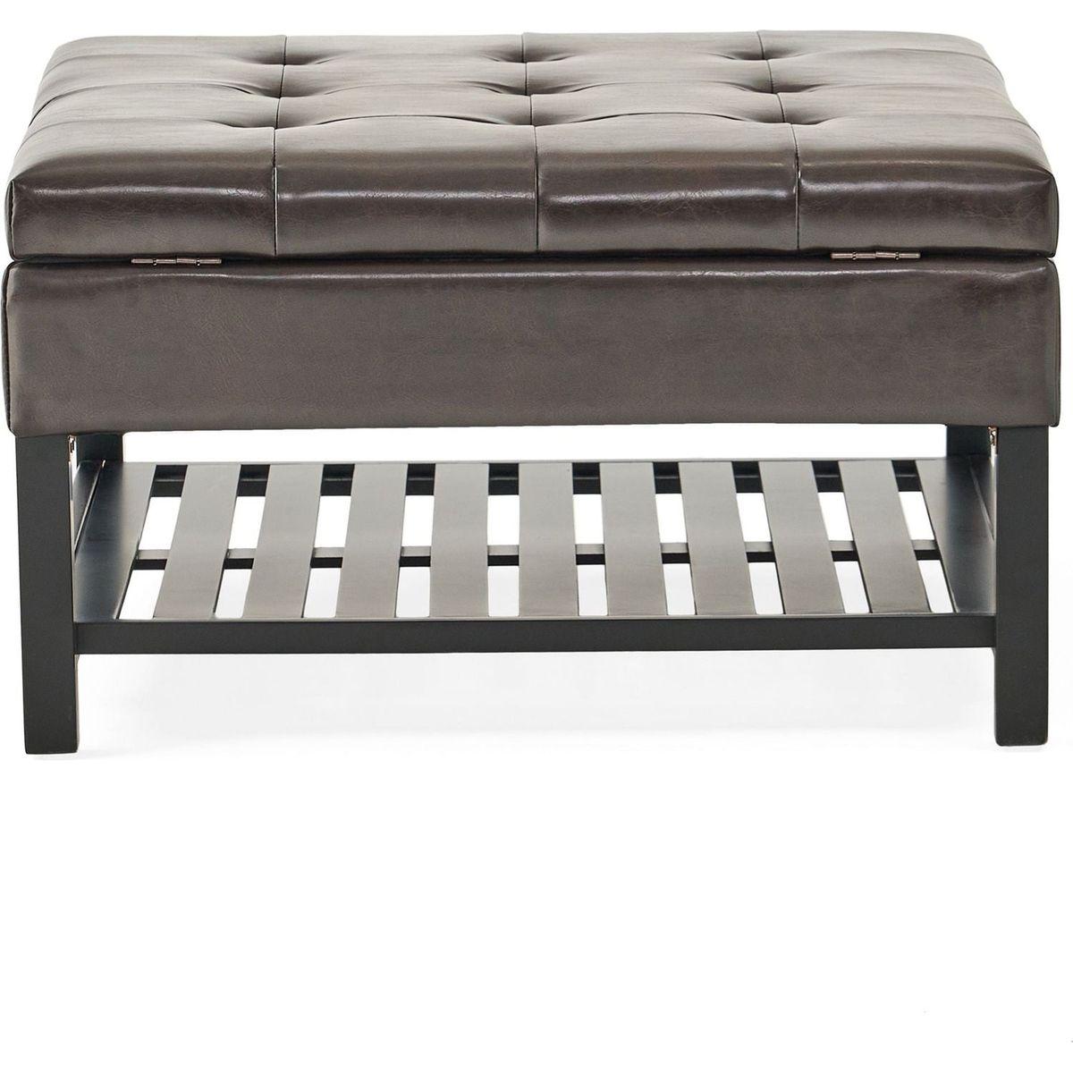SQUARE OTTOMAN WITH STORAGE AND BOTTOM RACK