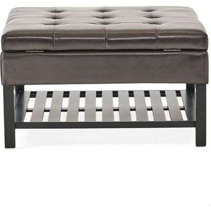 SQUARE OTTOMAN WITH STORAGE AND BOTTOM RACK