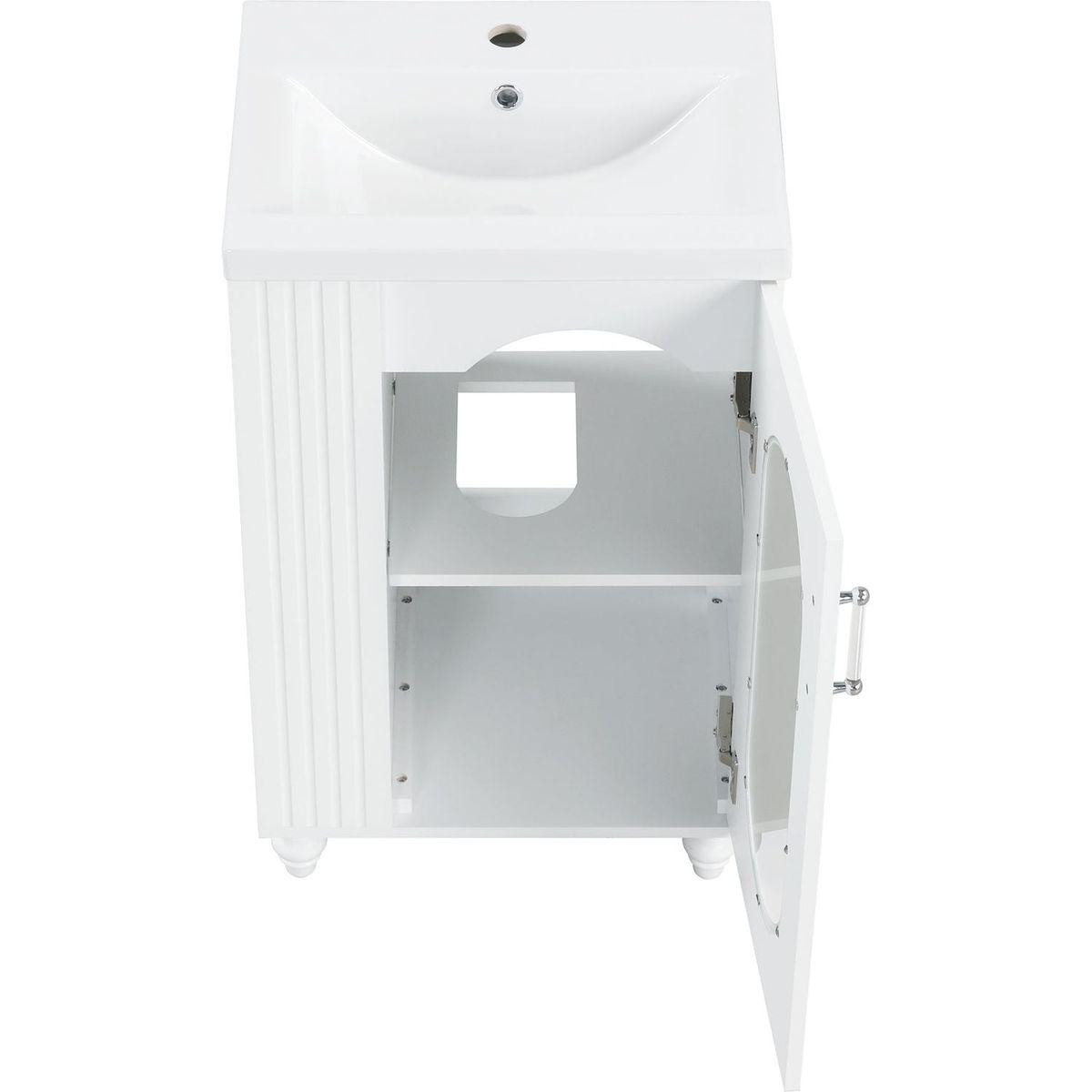 20" Bathroom Vanity with Sink, Bathroom Vanity Cabinet with Two-tier Shelf, Adjustable Shelf, Solid Wood and MDF, White