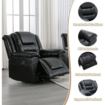 360Swivel and Rocking Home Theater Recliner Manual Recliner Chair with Wide Armrest for Living Room,Bedroom, Black