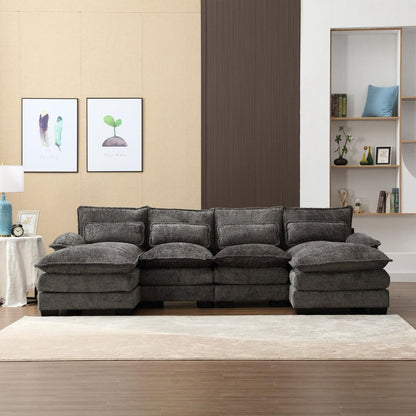 Modern Large chenille Fabric U-Shape Sectional Sofa