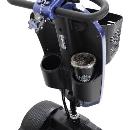 MAX PLUS BLUE 4 Wheels Outdoor Compact Mobility Scooter with 2pcsx20AH Lead acid Battery,Max Driving Range 16 Miles with Cup holders & USB charger port