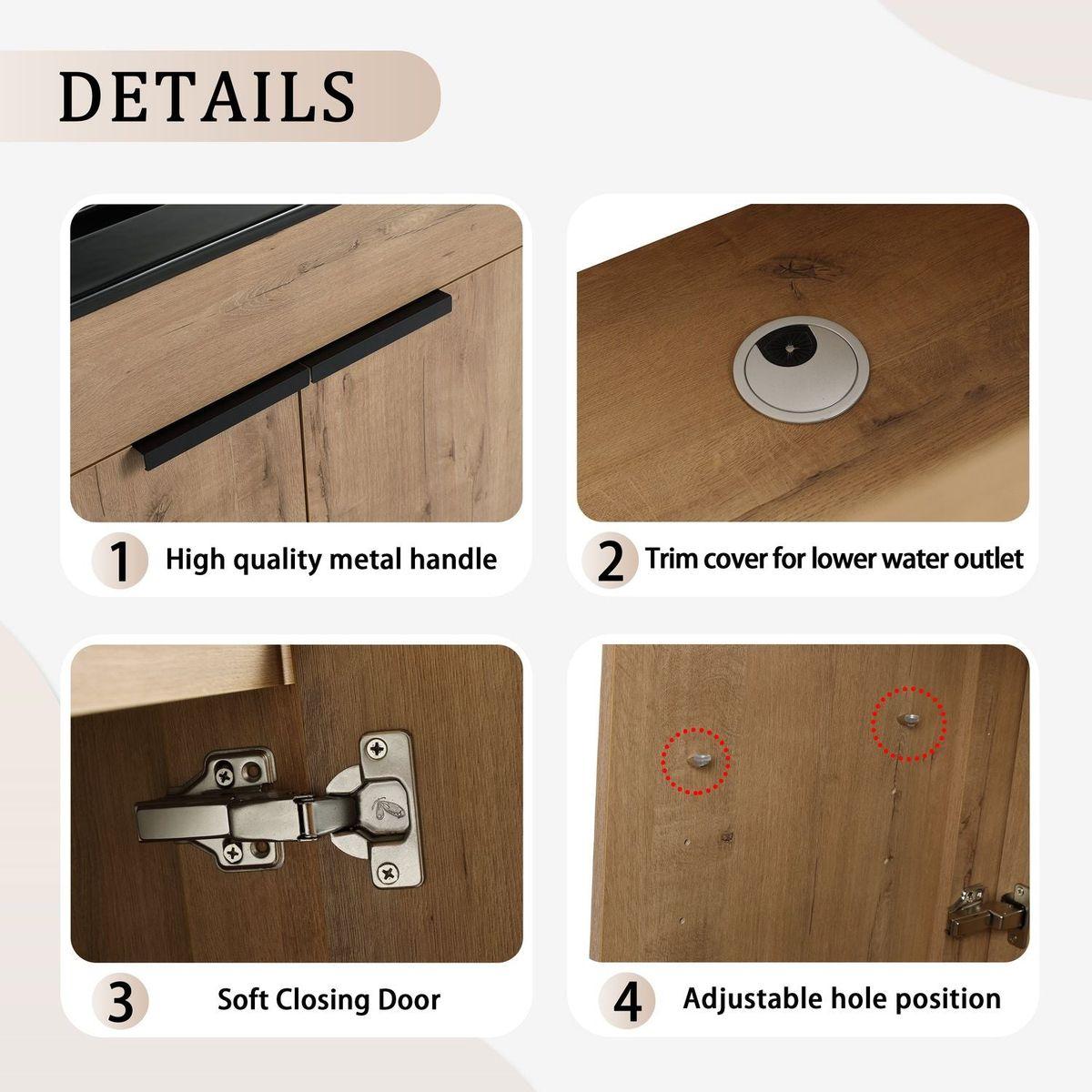 30" Freestanding Bathroom Cabinet With Basin & 2 Soft-Close Cabinet Doors ((KD-PACKING),BVB02430IMO-