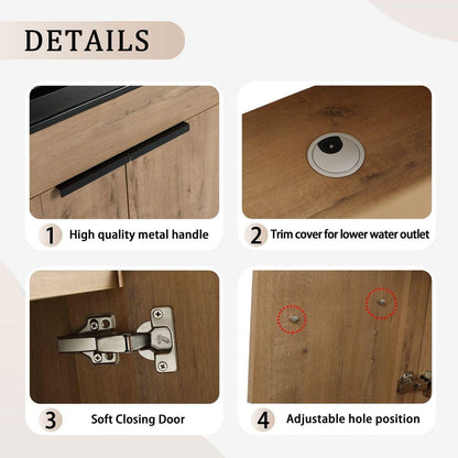 30" Freestanding Bathroom Cabinet With Basin & 2 Soft-Close Cabinet Doors ((KD-PACKING),BVB02430IMO-