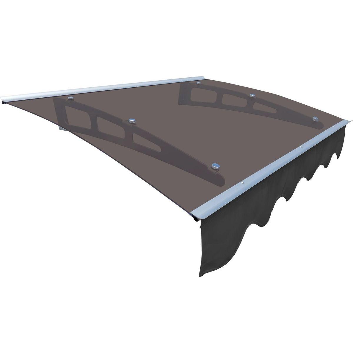 GarLUGH DA4734C Series Door Window Awning Canopy Made of 0.137 Inch Thick Crystal Solid Polycarbonate Sheet and Aluminum Alloy with Valance in size of 47" Wide x 34" Deep for Masonry Concrete Wall