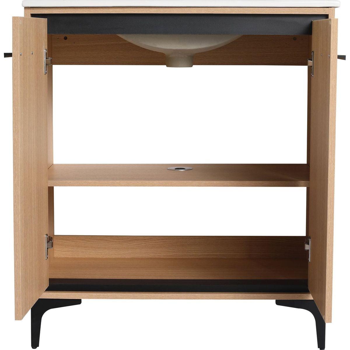 30 Inch Bathroom Vanity Base with basin, Storage Cabinet with Doors, Engineered Wood