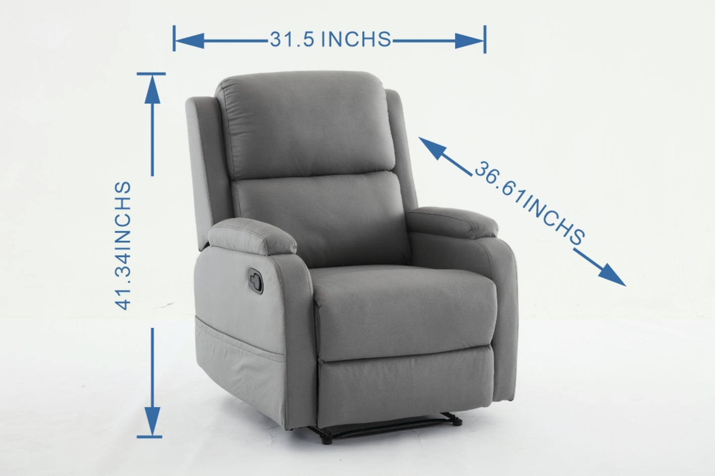 Best Choice Recliner Chair Living Room Reclining Sofa Chair, Home Theater Seating Modern Recliner, Manual Recliner Sofa Chair for Living Room/Office/Apartment, Easy-to-Reach Side Button - Gray