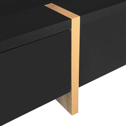Modern High Gloss Coffee Table with 4 Drawers, Multi-Storage Square Cocktail Tea Table with Wood Grain Legs, Center Table for Living Room, 31.5"x31.5", Black