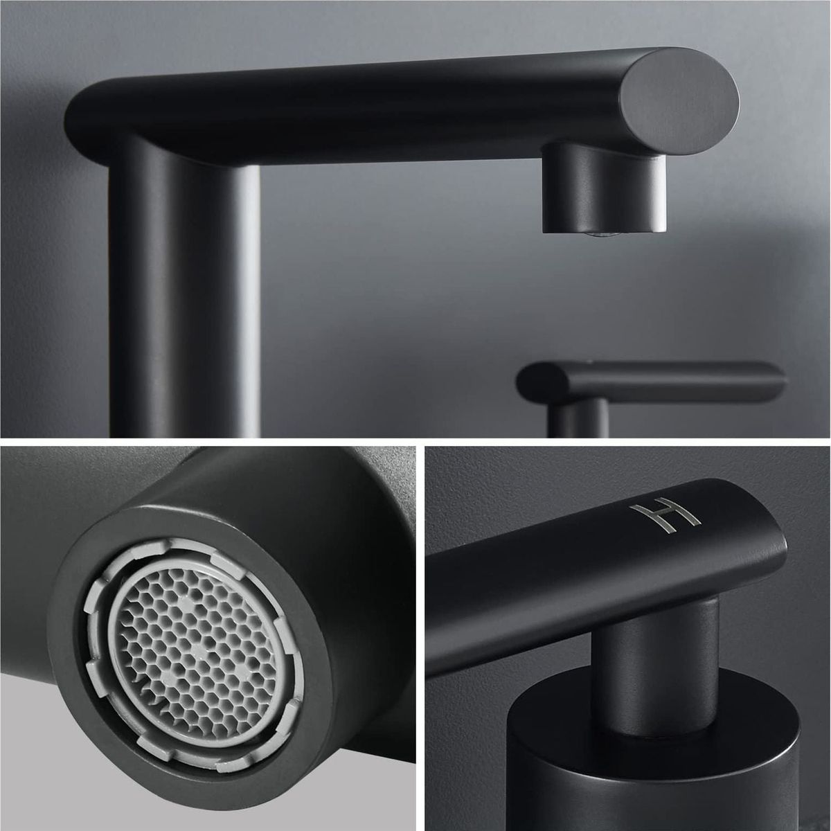 Matte Black Widespread Bathroom Faucet, Waterfall Bathroom Faucets for Sink 3 Hole, 2-Handles Modern Vanity Faucet with Pop Up Drain Assembly and Lead-Free Supply Hose,8-Inch