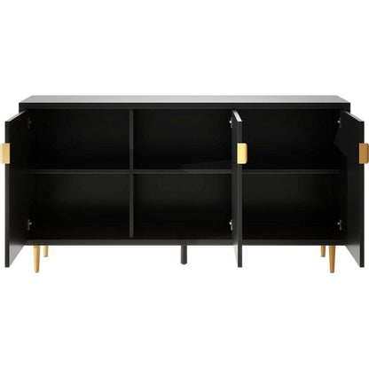 Modern TV Stand with 3 Doors and Adjustable Shelves for Living Room, Fits TVs Up to 70 Inches, Black