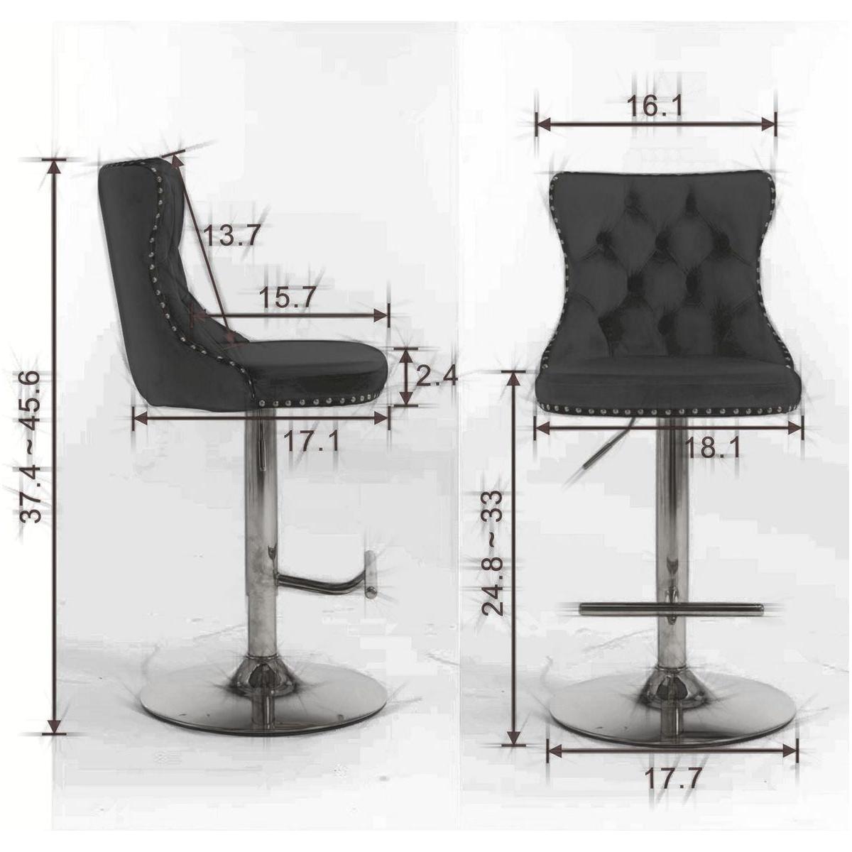 Swivel Velvet Barstools Adjusatble Seat Height from 25-33 Inch, Modern Upholstered Chrome base Bar Stools with Backs Comfortable Tufted for Home Pub and Kitchen Island, Beige,Set of 2