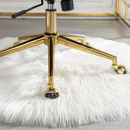 Office Chair,Velvet Upholstered Tufted Button Home Office Chair with Golden Metal Base,Adjustable Desk Chair Swivel Office Chair (Pink)