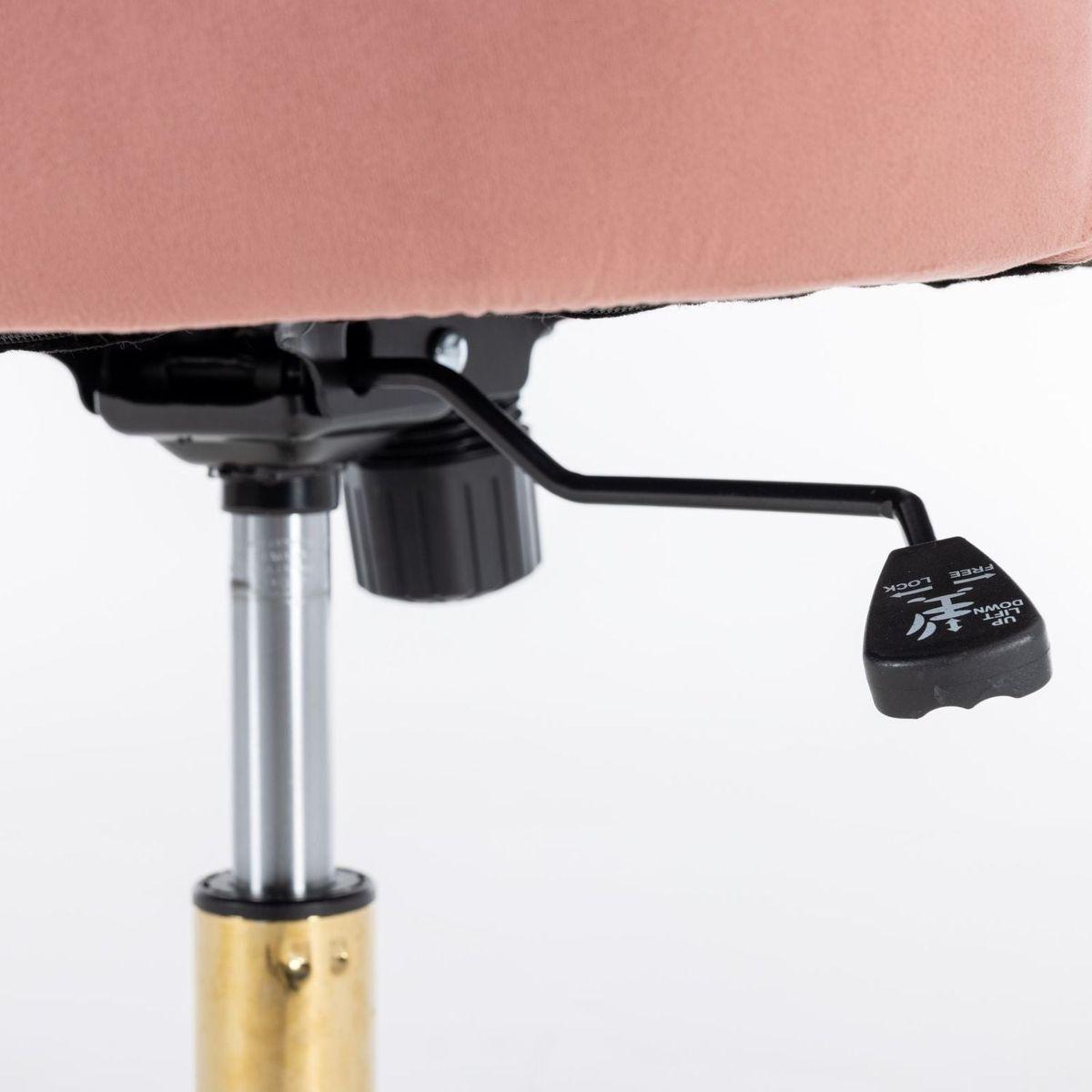 Office Chair,Velvet Upholstered Tufted Button Home Office Chair with Golden Metal Base,Adjustable Desk Chair Swivel Office Chair (Pink)