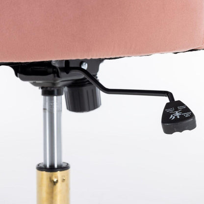Office Chair,Velvet Upholstered Tufted Button Home Office Chair with Golden Metal Base,Adjustable Desk Chair Swivel Office Chair (Pink)