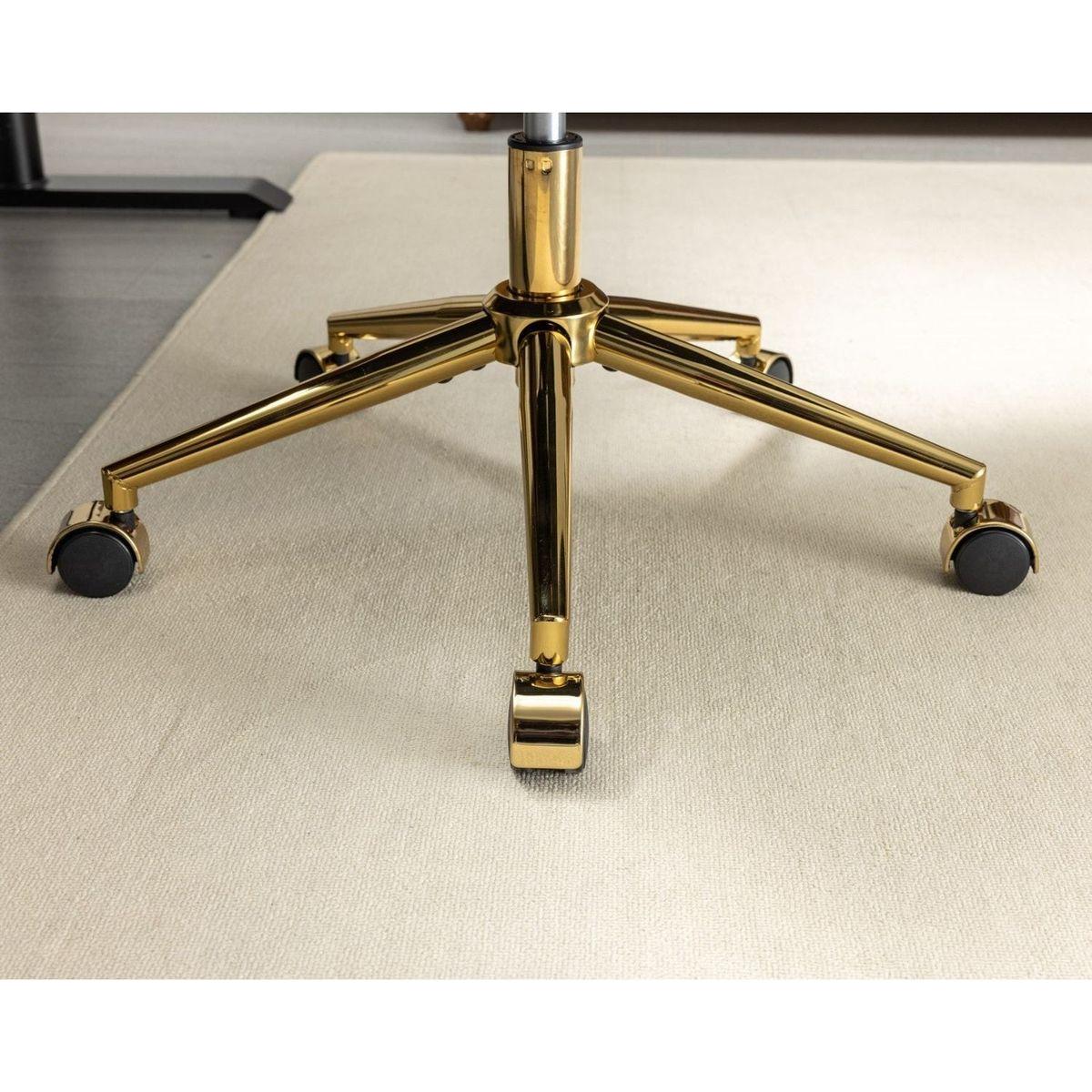 Office Chair,Artificial rabbit hair Home Office Chair with Golden Metal Base,Adjustable Desk Chair Swivel Office Chair,Vanity Chair(Black)