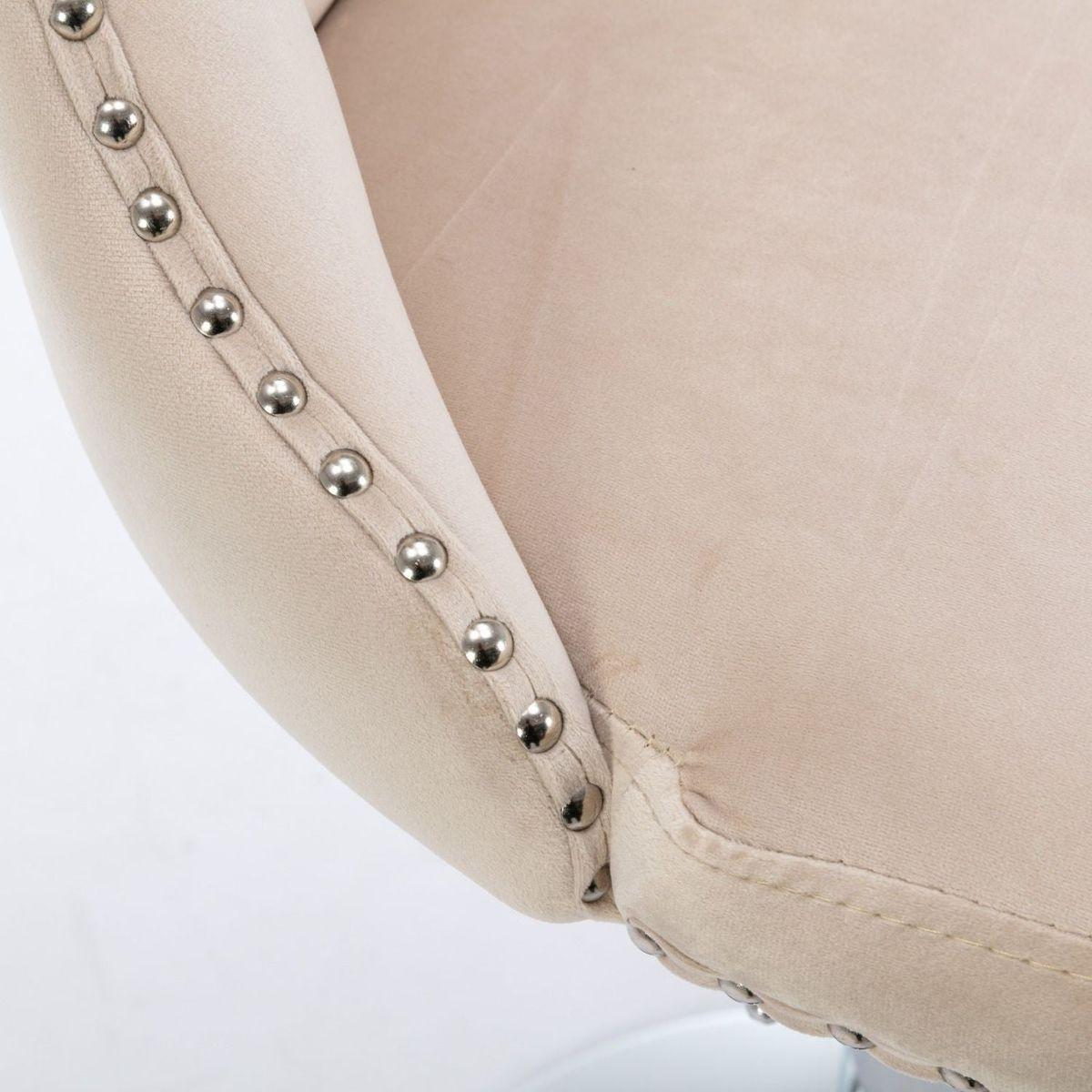 Swivel Velvet Barstools Adjusatble Seat Height from 25-33 Inch, Modern Upholstered Chrome base Bar Stools with Backs Comfortable Tufted for Home Pub and Kitchen Island, Beige,Set of 2