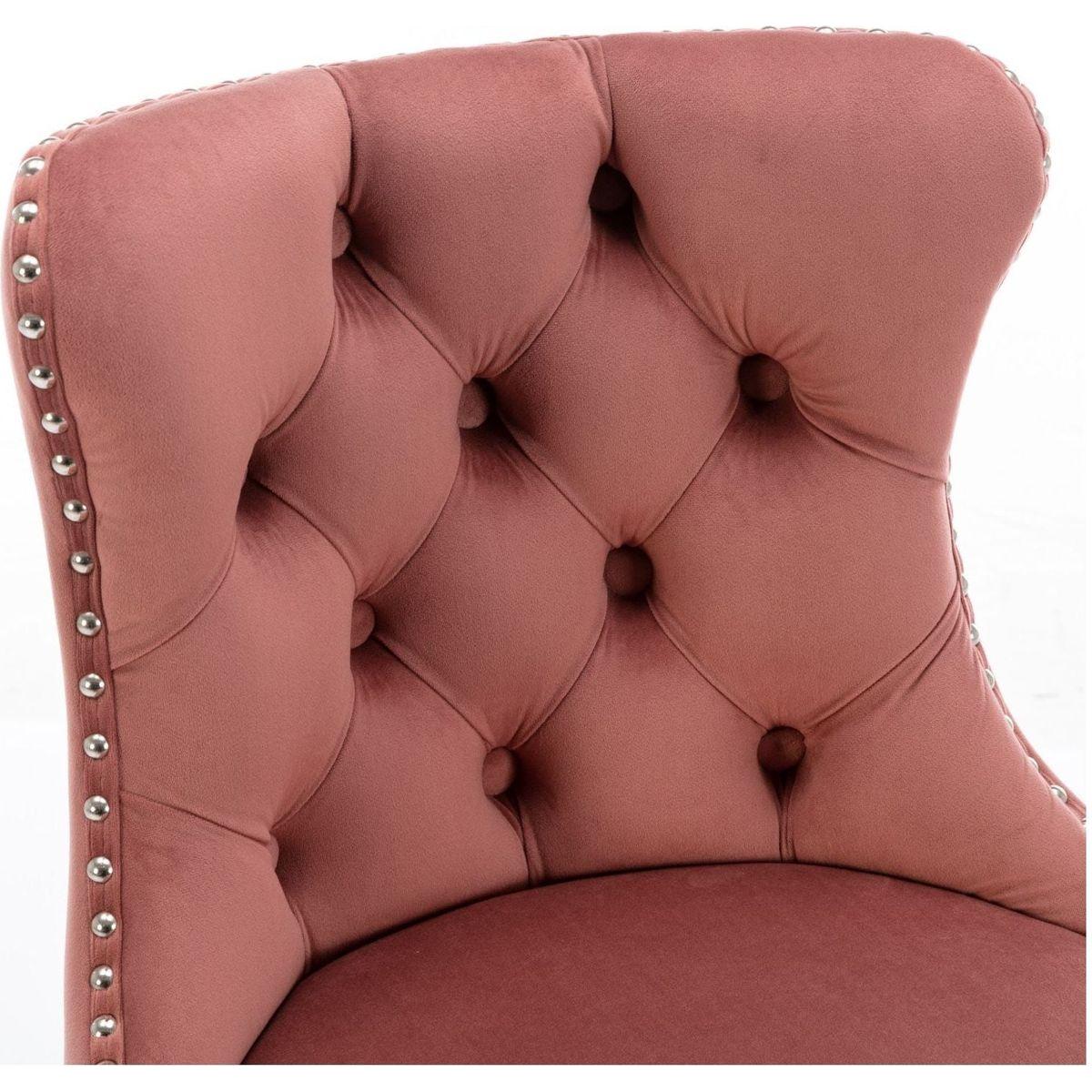 Swivel Velvet Barstools Adjusatble Seat Height from 25-33 Inch, Modern Upholstered Chrome base Bar Stools with Backs Comfortable Tufted for Home Pub and Kitchen Island, Pink,Set of 2