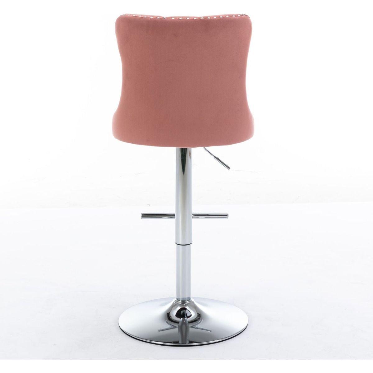 Swivel Velvet Barstools Adjusatble Seat Height from 25-33 Inch, Modern Upholstered Chrome base Bar Stools with Backs Comfortable Tufted for Home Pub and Kitchen Island, Pink,Set of 2