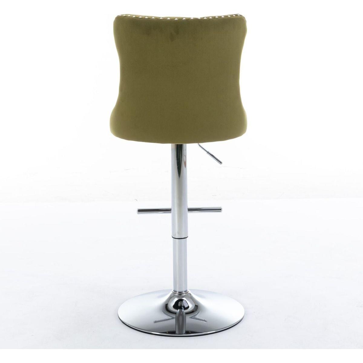 Swivel Velvet Barstools Adjusatble Seat Height from 25-33 Inch, Modern Upholstered Chrome base Bar Stools with Backs Comfortable Tufted for Home Pub and Kitchen Island, Olive-Green,Set of 2