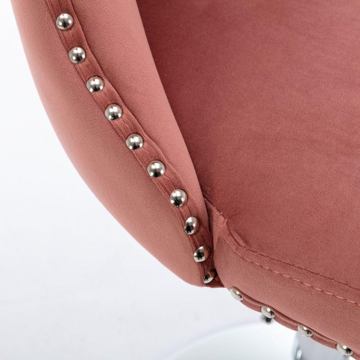 Swivel Velvet Barstools Adjusatble Seat Height from 25-33 Inch, Modern Upholstered Chrome base Bar Stools with Backs Comfortable Tufted for Home Pub and Kitchen Island, Pink,Set of 2