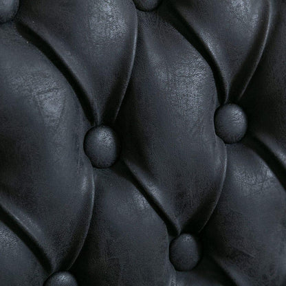 French Style Solid Wood Frame Antique Painting,Hand-pulled buckle decoration PU artificial leather Dining Chair with Nailhead Trim, Wood Legs,Set of 2,Black