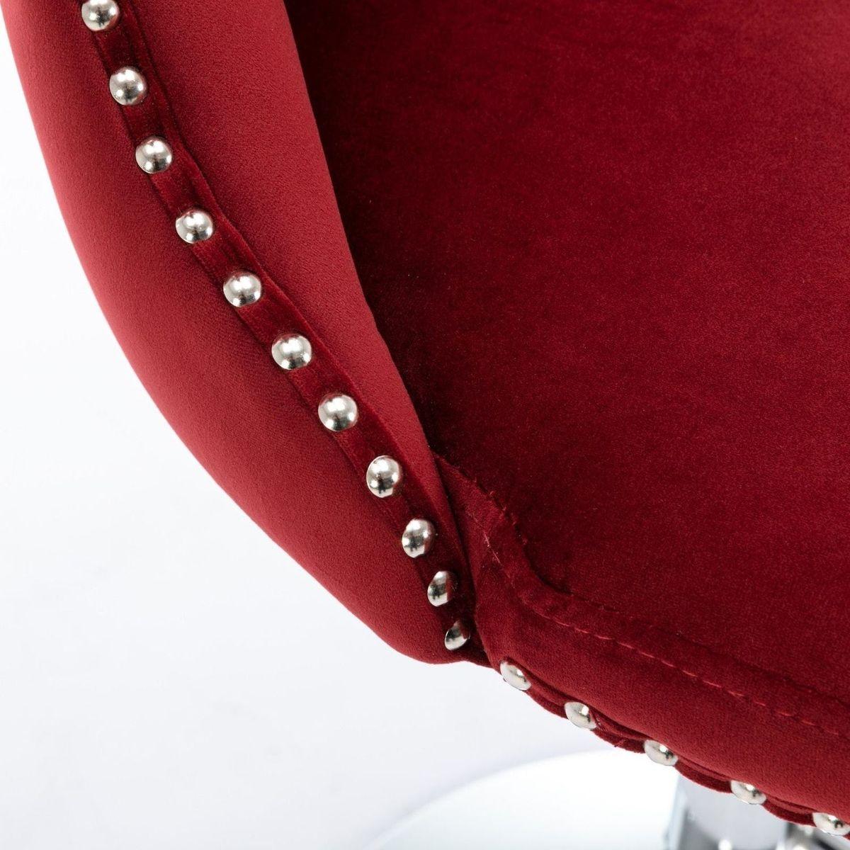 Swivel Velvet Barstools Adjusatble Seat Height from 25-33 Inch, Chrome base Bar Stools with Backs Comfortable Tufted for Home Pub and Kitchen Island, Wine Red,Burgundy,Set of 2