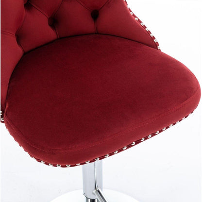 Swivel Velvet Barstools Adjusatble Seat Height from 25-33 Inch, Chrome base Bar Stools with Backs Comfortable Tufted for Home Pub and Kitchen Island, Wine Red,Burgundy,Set of 2
