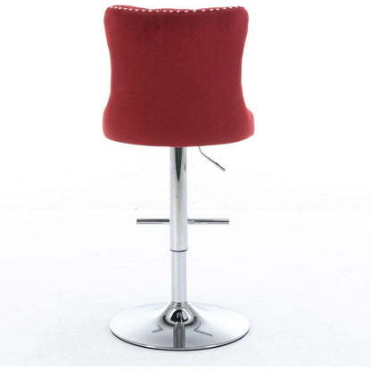 Swivel Velvet Barstools Adjusatble Seat Height from 25-33 Inch, Chrome base Bar Stools with Backs Comfortable Tufted for Home Pub and Kitchen Island, Wine Red,Burgundy,Set of 2