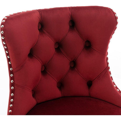 Swivel Velvet Barstools Adjusatble Seat Height from 25-33 Inch, Chrome base Bar Stools with Backs Comfortable Tufted for Home Pub and Kitchen Island, Wine Red,Burgundy,Set of 2