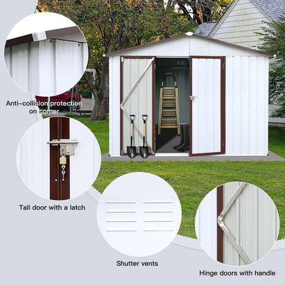 Metal garden sheds 10ftx8ft outdoor storage sheds white+coffee