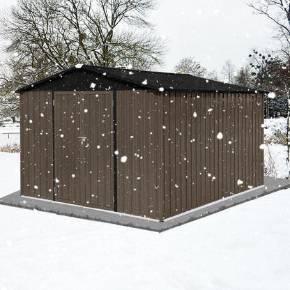 Metal garden sheds 10ftx8ft outdoor storage sheds Brown + Black