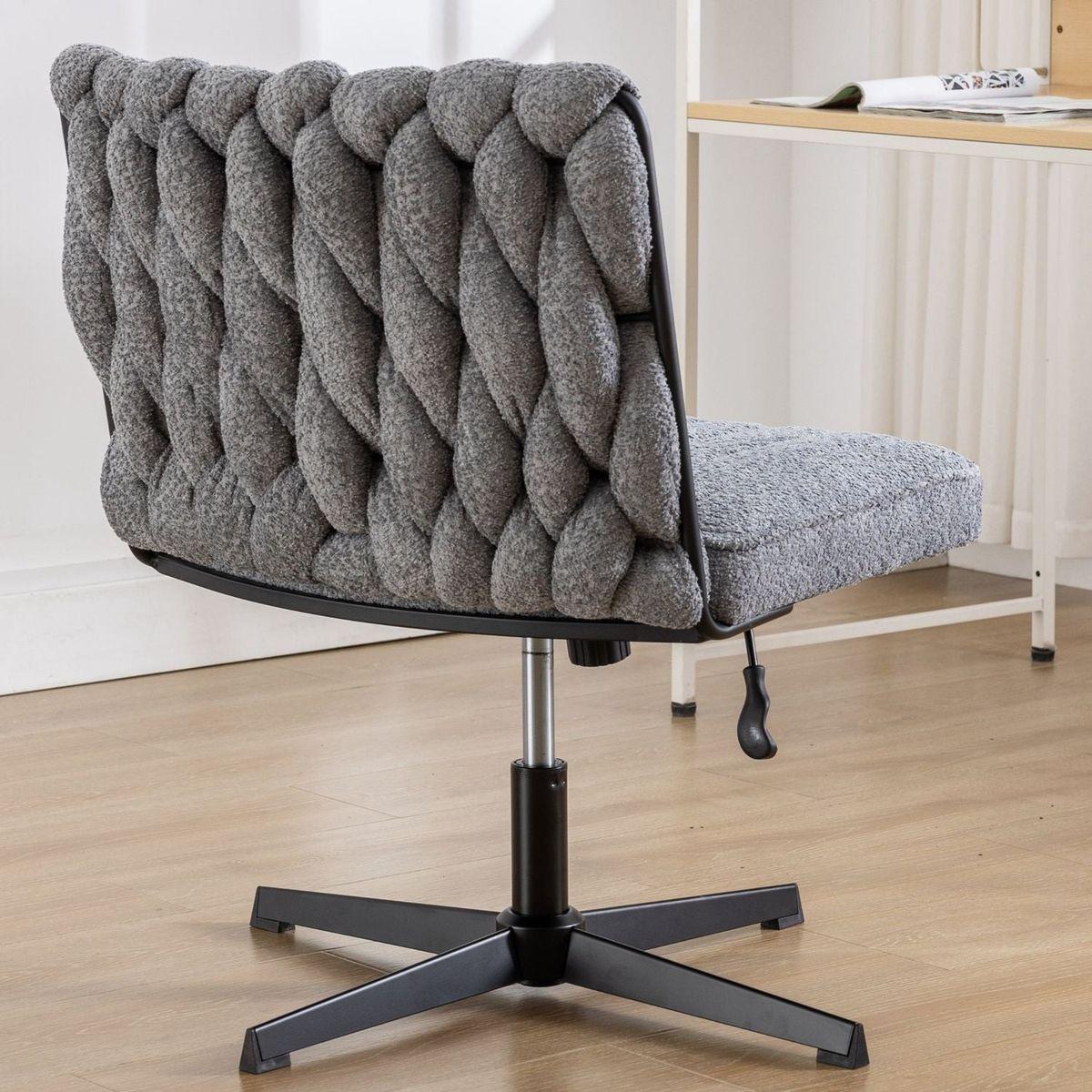 Armless Office Desk Chair No Wheels, GREY