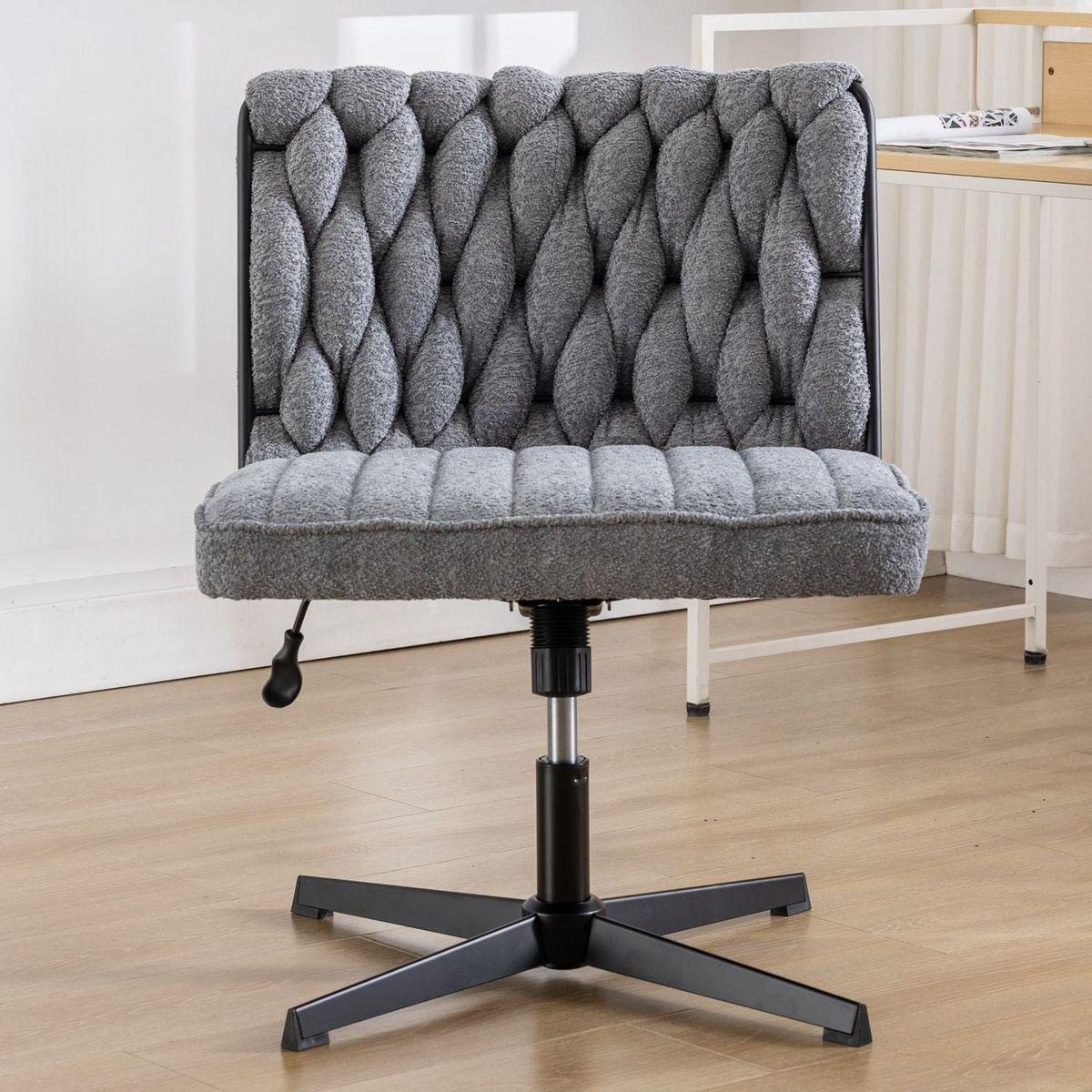 Armless Office Desk Chair No Wheels, GREY