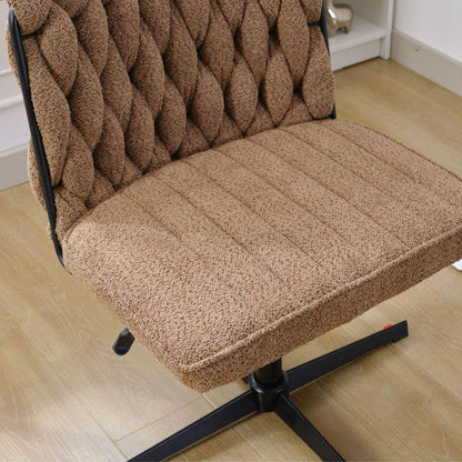 Armless Office Desk Chair No Wheels, BROWN